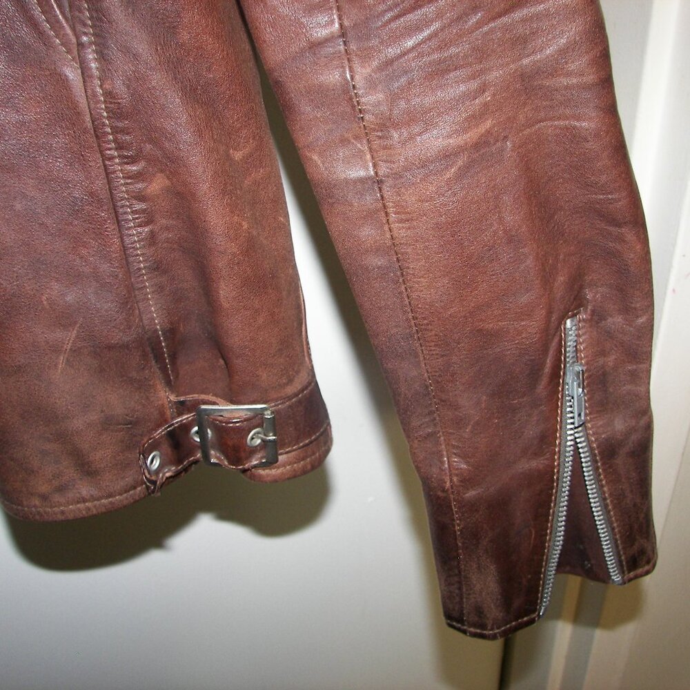 Vintage Golden Goose Giusso distressed caffe leather bomber jacket with tags - Picture 3 of 16